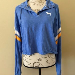 PINK Cropped 3/4 Button Zip Top